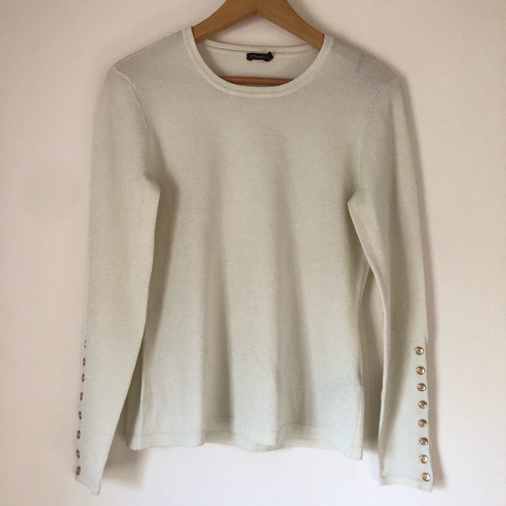 J McLaughlin size Small Cream Off-White Shimmer Jamey Sweater